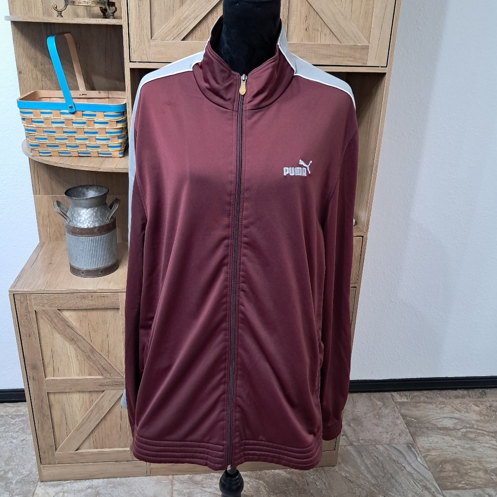 Puma TMC Nipsey Hussle T7 Full Zip Track Jacket Men’s XL Burgundy Gray Sporty